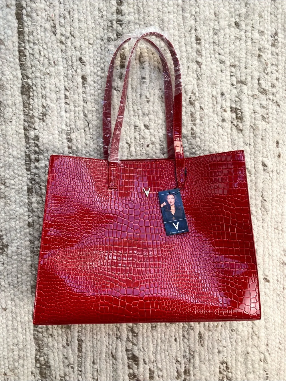 Vanessa Williams NWT Eden Red Patent Croc Tote Bag